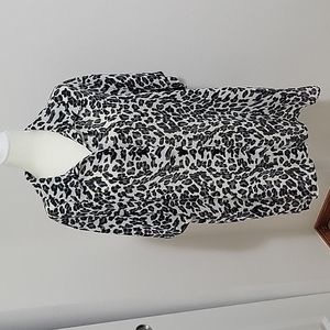 Expose Leopard Print Sheer Button Down Blouse Top Women's Size 2X Long